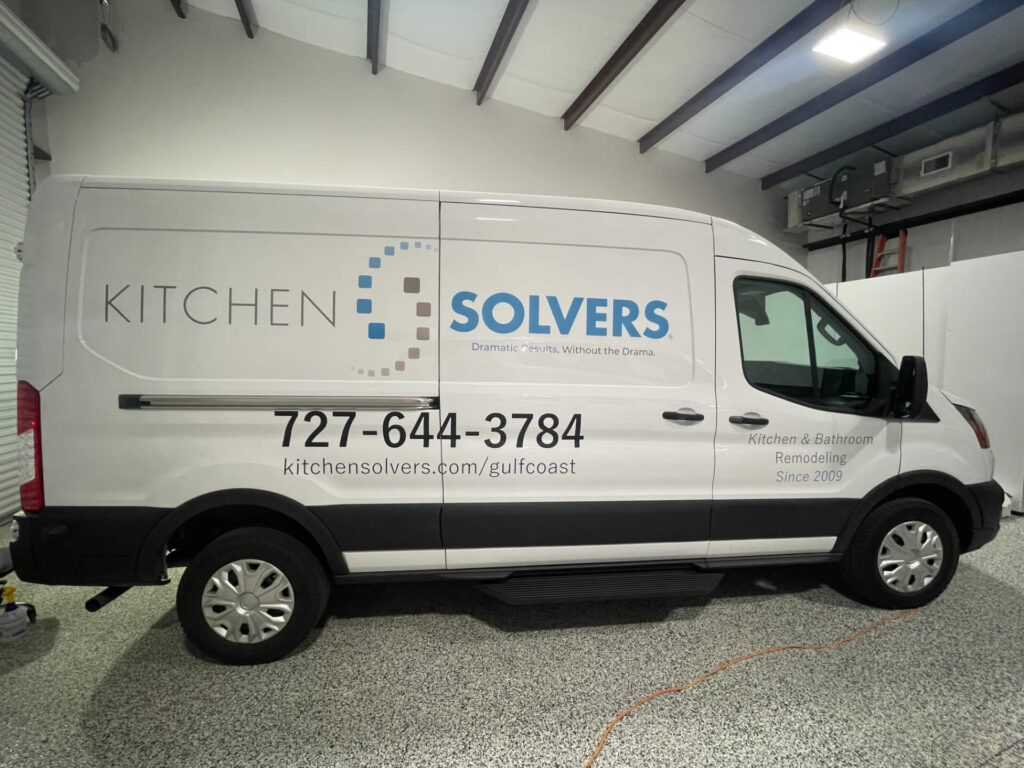 White Van with Printed Kitchen Solvers